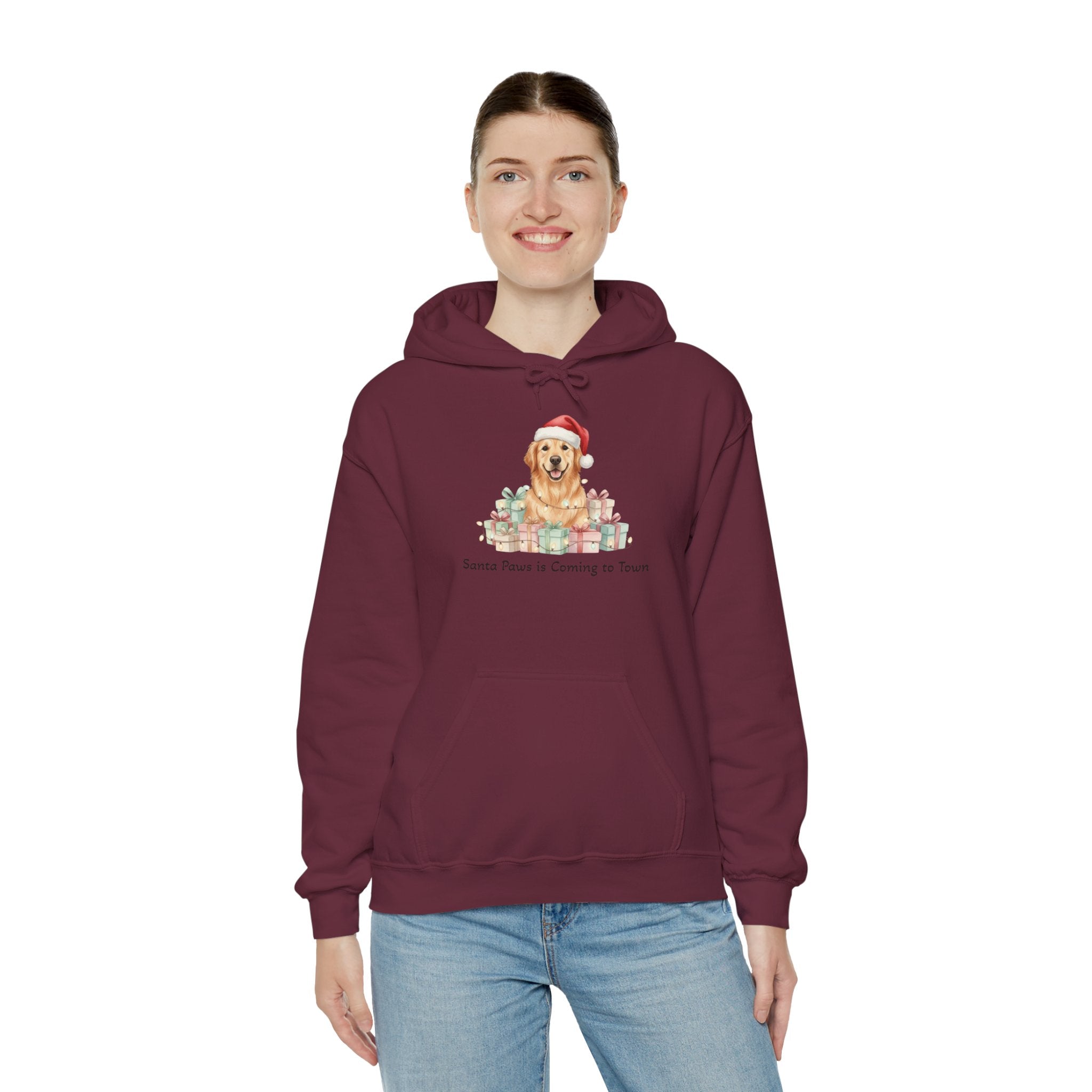 Golden Retriever Christmas Hoodie - Santa Paws is Coming to Town