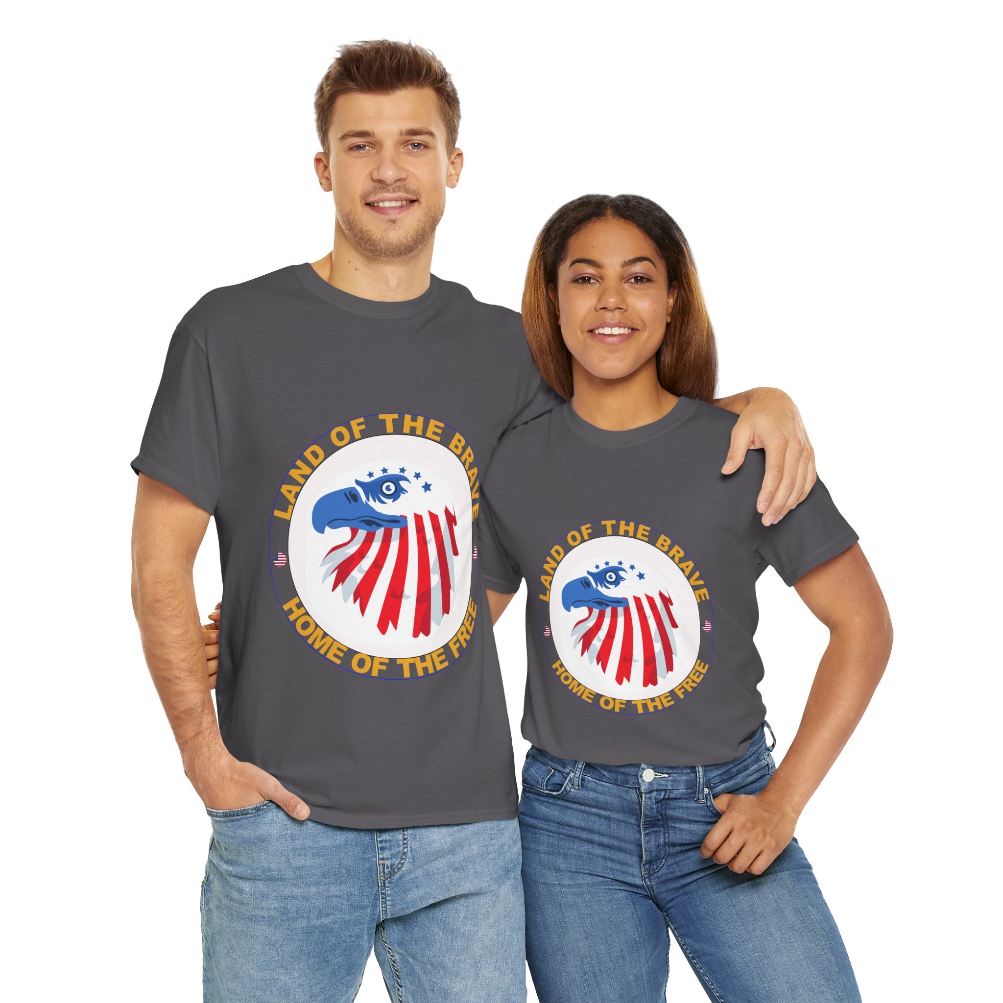 Patriotic Graphic Tee, Land of the Brave, Home of the Free, Unisex Cotton Shirt, Independence Day Apparel, Fourth of July T-Shirt, [...]