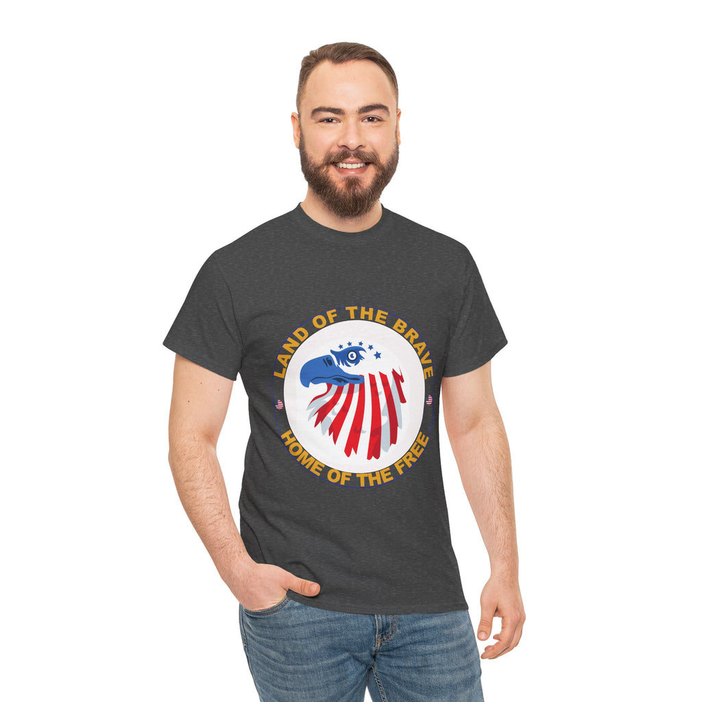 Patriotic Graphic Tee, Land of the Brave, Home of the Free, Unisex Cotton Shirt, Independence Day Apparel, Fourth of July T-Shirt, [...]