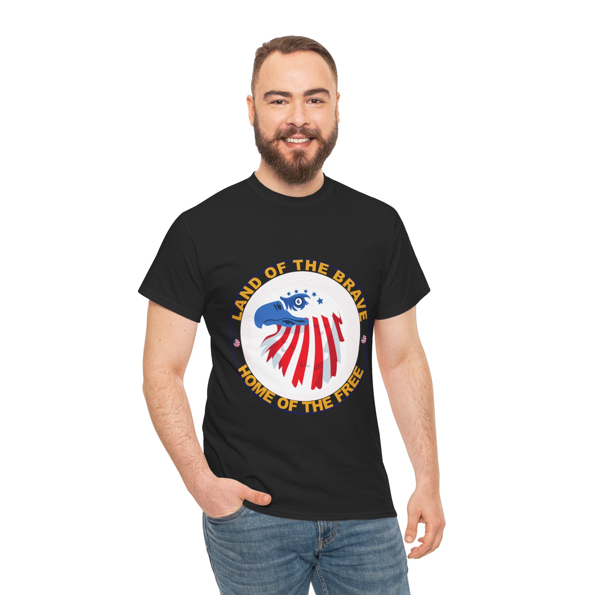 Patriotic Graphic Tee, Land of the Brave, Home of the Free, Unisex Cotton Shirt, Independence Day Apparel, Fourth of July T-Shirt, [...]