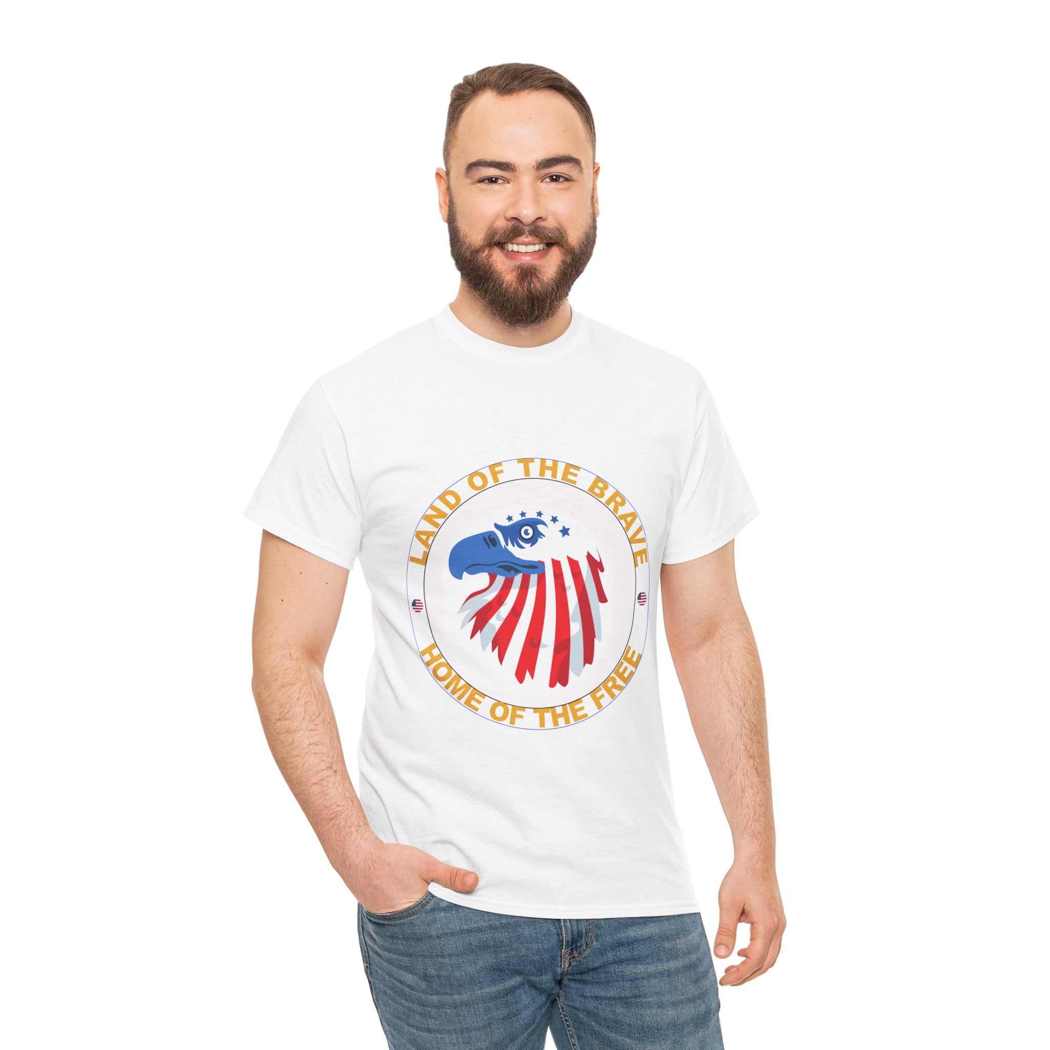 Patriotic Graphic Tee, Land of the Brave, Home of the Free, Unisex Cotton Shirt, Independence Day Apparel, Fourth of July T-Shirt, [...]