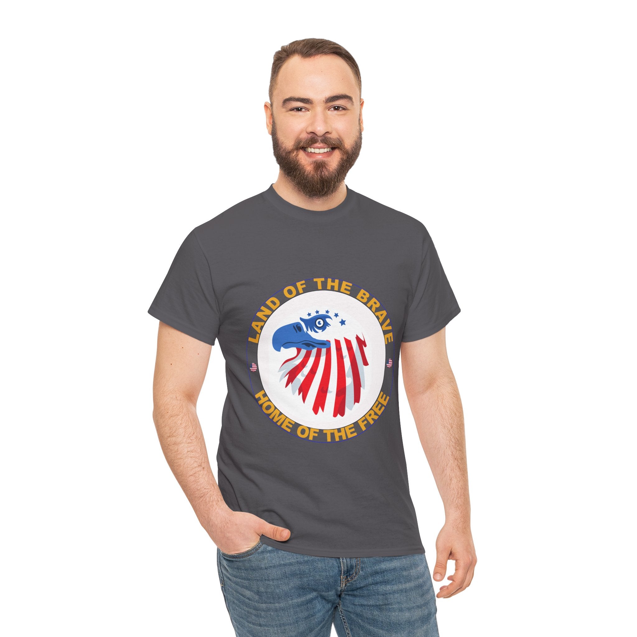 Patriotic Graphic Tee, Land of the Brave, Home of the Free, Unisex Cotton Shirt, Independence Day Apparel, Fourth of July T-Shirt, [...]